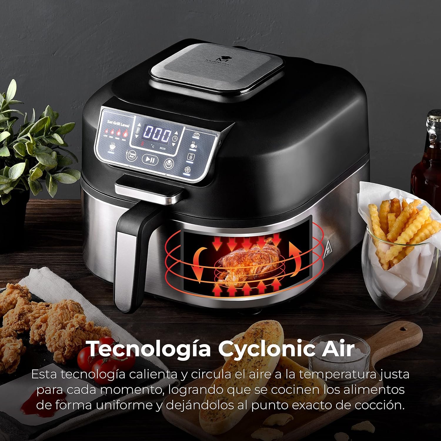 MasterPro Grill Senza Fumo | Robot da Cucina con Tecnologia Cyclonic Air Max 260º di 1760W di Potenza | 5 Funzioni in 1 | Friggitrice ad Aria | Friggitrice ad Aria, Forno e Disidratatore di Alimenti MasterPro Grill Senza Fumo | Robot da Cucina con Tecnologia Cyclonic Air Max 260º di 1760W di Potenza | 5 Funzioni in 1 | Friggitrice ad Aria | Friggitrice ad Aria, Forno e Disidratatore di Alimenti