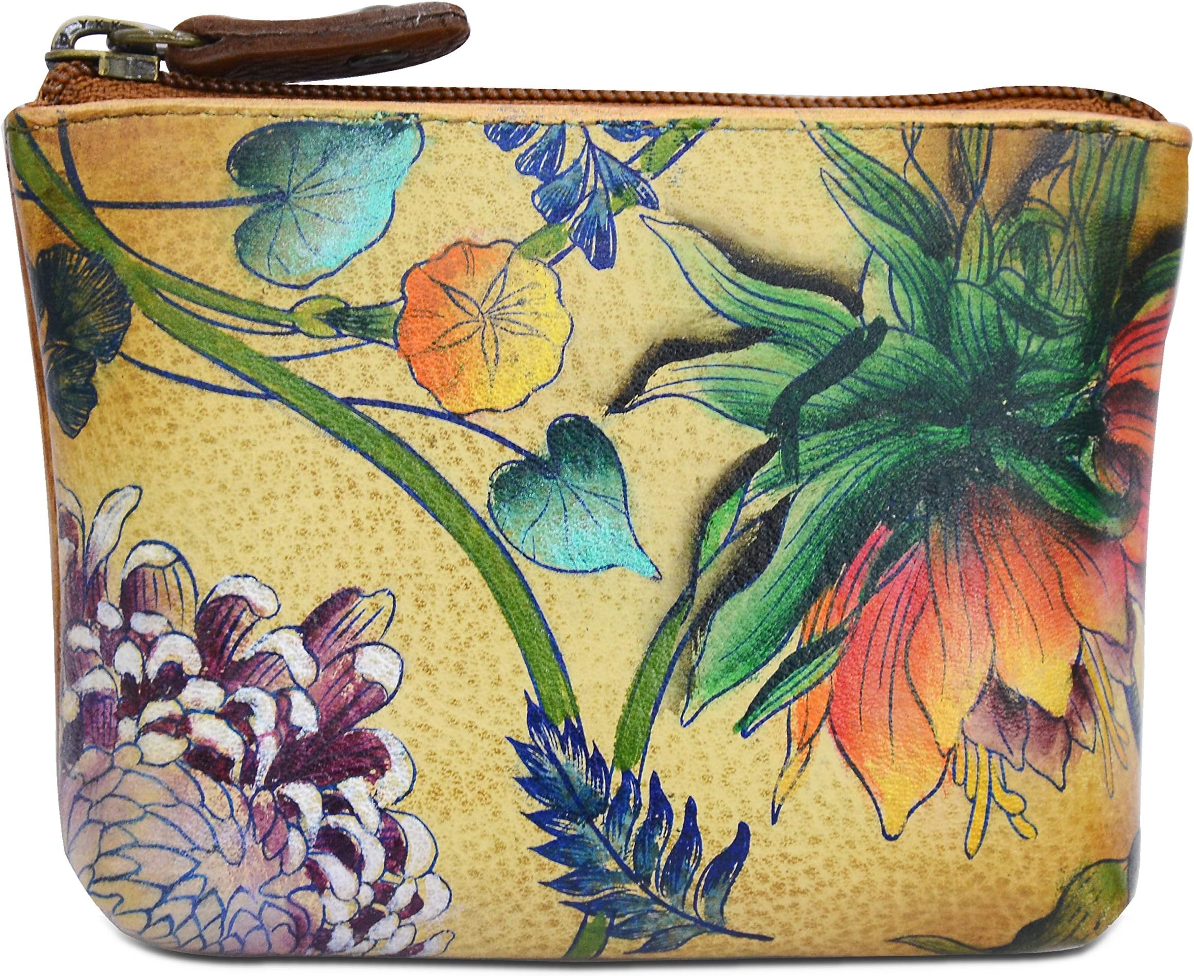 Womens Leather Coin Purse, Genuine Soft Leather, Hand-painted Original Art