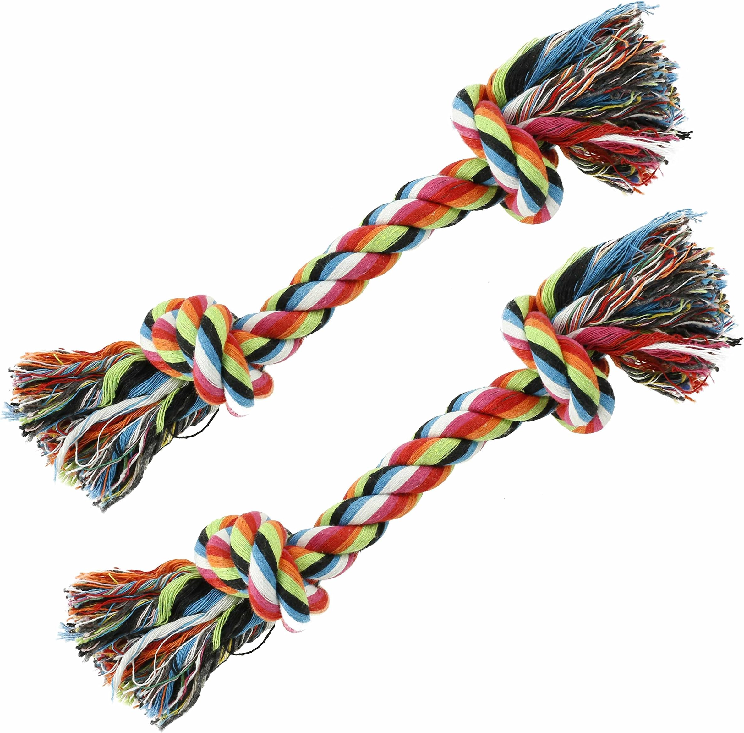Set of 2 Cotton Dog Rope Toys - Great for Tug-o-war or Fetch! by DogToys Brand