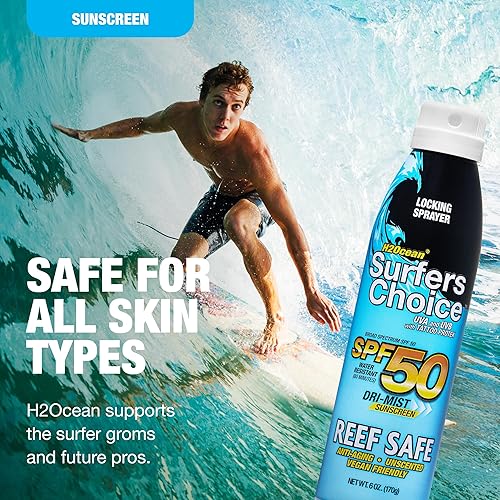 Miniatura 4 de H2Ocean Surfers Choice SPF 50 - Spray protector solar de secado rápido para cuidado posterior de tatuajes y protección UV, protección solar segura