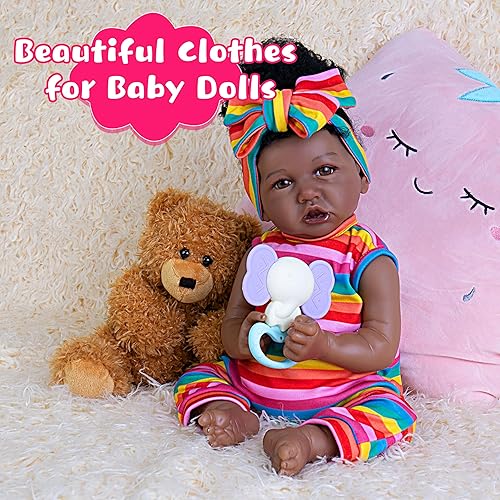 Miniatura 4 de EKOKIZ Ropa de muñecas Reborn para niña, ropa de muñeca colorida de 17 a 22 pulgadas, ropa y accesorios para niñas recién nacidas
