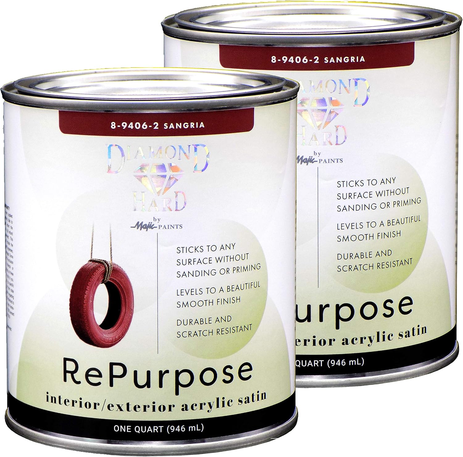 Majic Paints Interior/Exterior Satin Paint, RePurpose your Furniture, Cabinets, Glass, Metal, Tile, Wood and More, Mocha Brown, 2-Quart