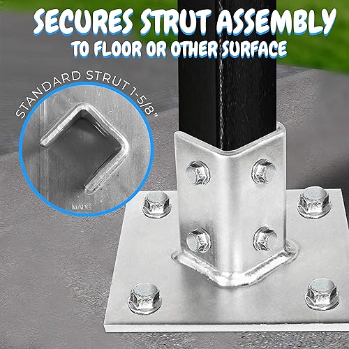 Miniatura 4 de OHLECTRIC Base de poste de puntal de canal único de 1-58 pulgadas - Orientación de esquina - 6 x 6 pulgadas - 4 agujeros de montaje - Cuadrado