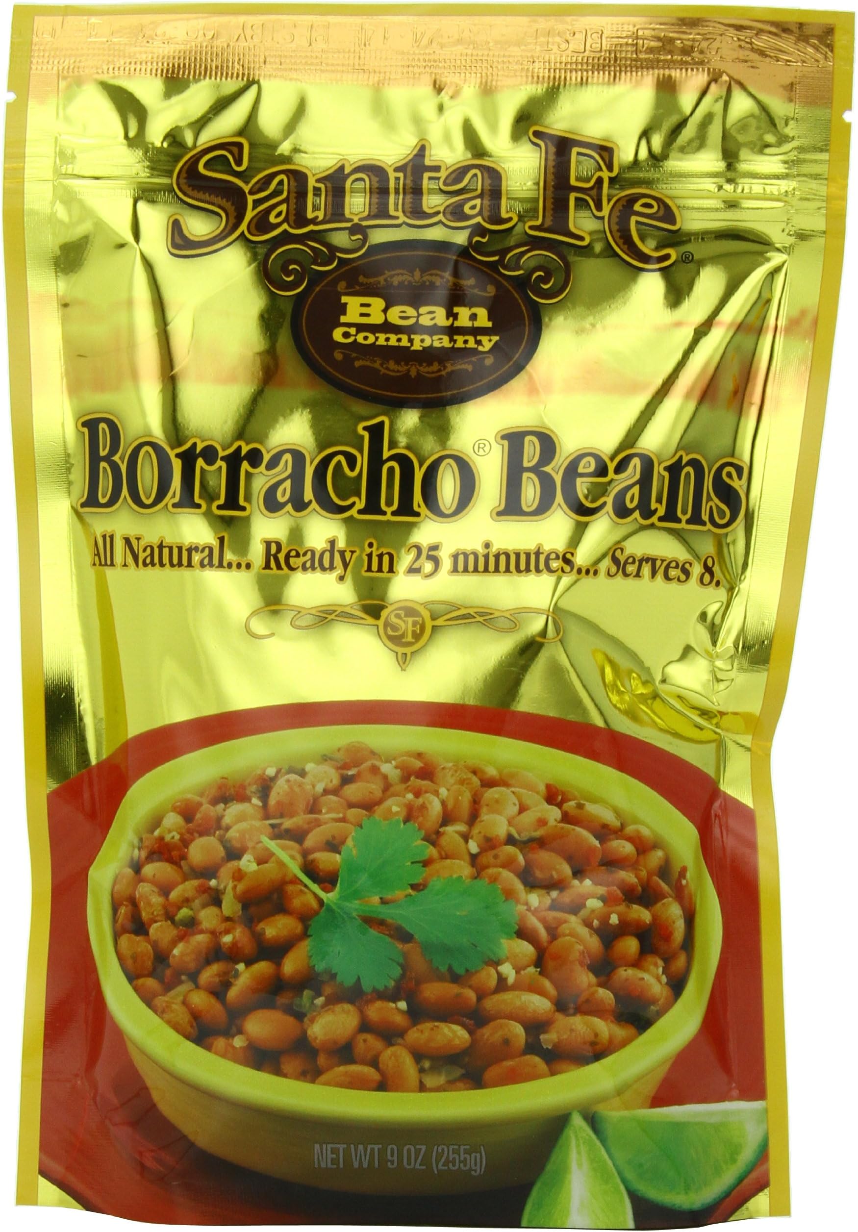 Santa Fe Bean Company Borracho Beans 9-Ounce Pouch (Pack of 8) Instant Borracho Beans; All Natural; High in Fiber; A Great Source of Protein; Fat Free; Reduced Sodium