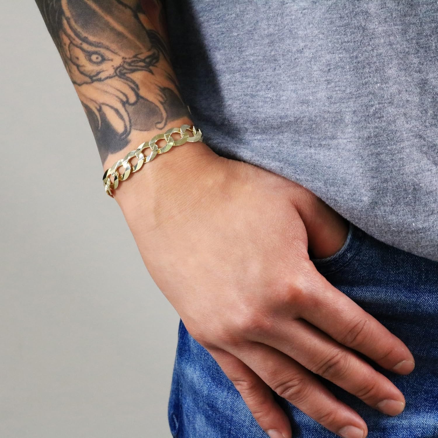 Nuragold 14k Real Yellow Gold Solid Cuban Curb Link 11.5mm Chain Bracelet (7.5"-9") Italian Jewelry for Men - Image 3