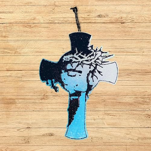 Miniatura 6 de Cruz con Jesús con corona de espinas Freshie - Molde de silicona para coche, 5 x 4 x 1.2 pulgadas, suministros de freshie religiosos católicos