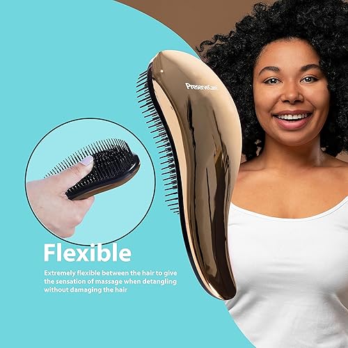 Miniatura 4 de Preserve Care Juego de cepillos desenredantes originales, color negro y dorado, cerdas IntelliFlex ultrasuaves para eliminar enredos sin esfuerzo,