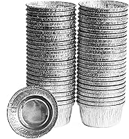 EHOMEA2Z 4oz Disposable Aluminum Foil Ramekins - Heavy Duty Baking Cups, Oven Freezer Safe, Superior Heat Conductivity, 50 Pack