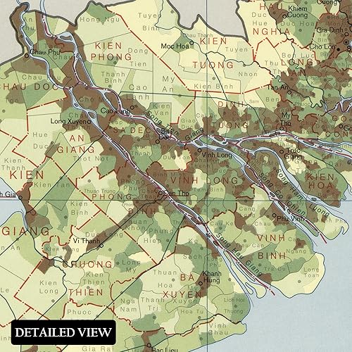 Miniatura 3 de HISTORIX Póster vintage de Vietnam del Sur de 1973, mapa vintage de 24 x 36 pulgadas de las divisiones administrativas y de población de Vietnam del