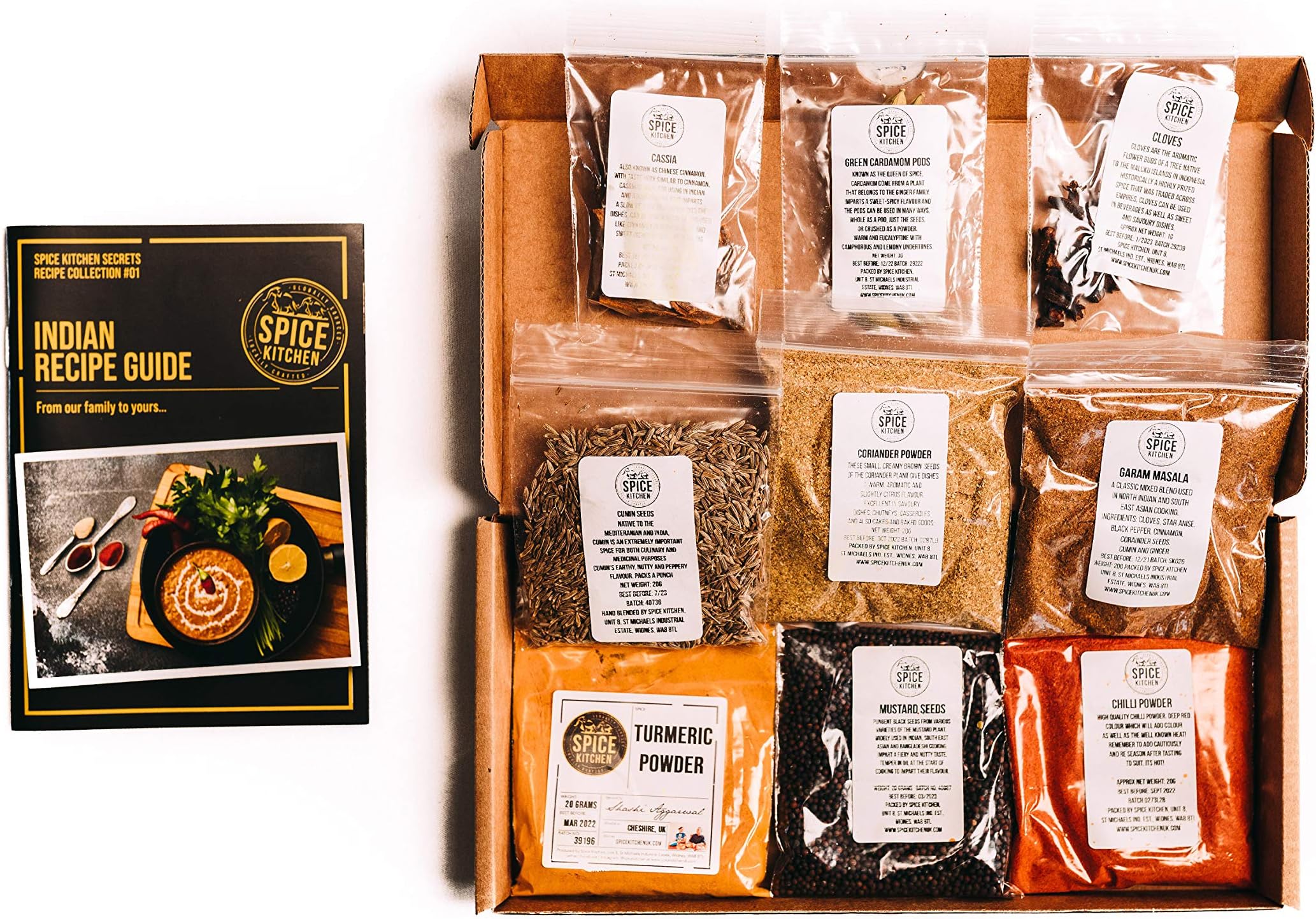 Spice Kitchen 9 Indian Spice Collection, individual spice packs, including Award Winning, amazingly fragrant Garam Masala