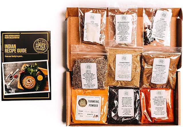 Spice Kitchen 9 Indian Spice Collection, individual spice refill packs, including Award Winning, amazingly fragrant Garam Masala