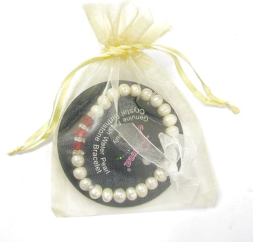 Miniatura 2 de Linpeng Elegante pulsera de piedra natal de perlas cultivadas de agua dulce para mujer, color rojo, 7 5 pulgadas de EE. UU