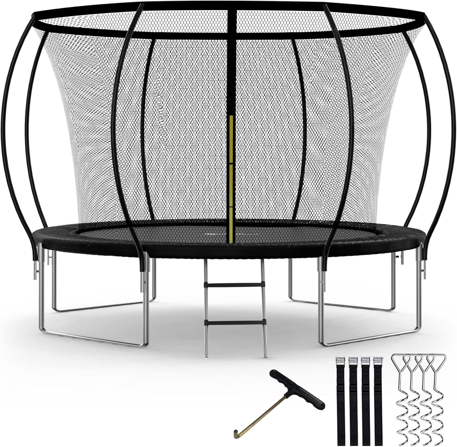 Simple Deluxe Recreational Trampoline with Enclosure Net 12FT Wind Stakes Outdoor