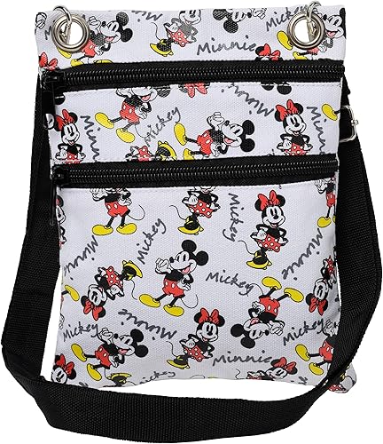 Disney Bolsa de pasaporte cruzado de viaje Mickey Minnie Eeyore Stitch All Over Print