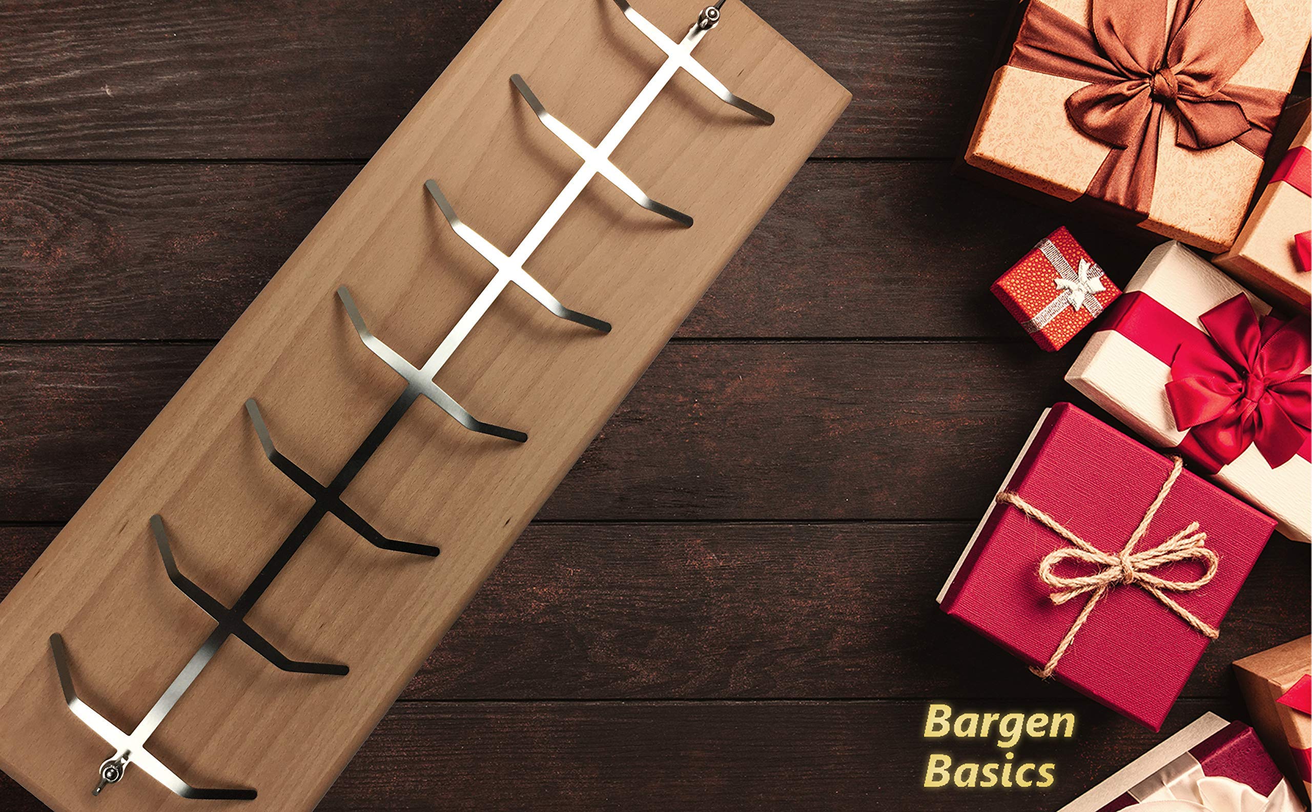 Bargen Flammlachsbrett 55 x 18 cm - Flammlachsbretter mit Edelstahl-Halterung - Premium Grillzubehör für Feuerschalen und Kugelgrill