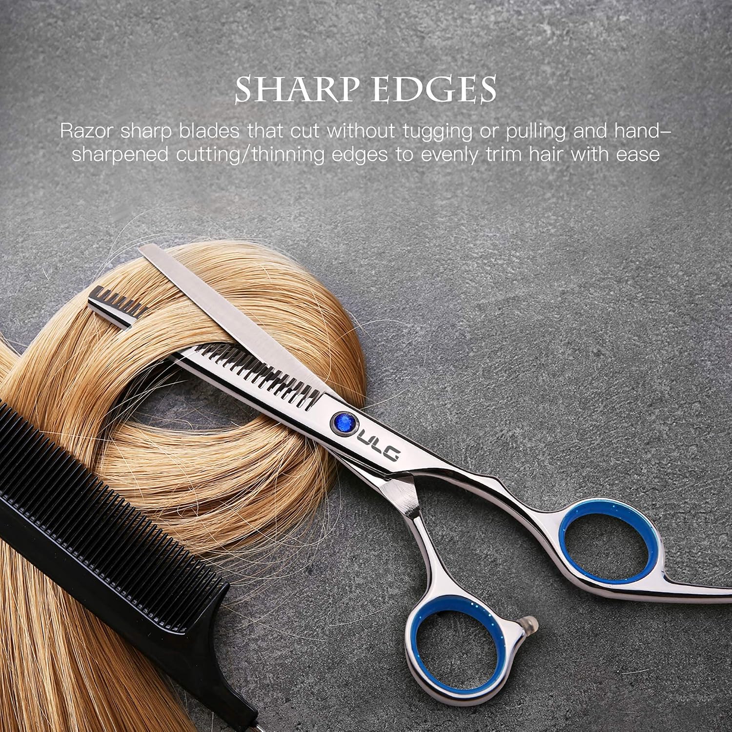 ULG Hair Cutting Scissors Thinning Shears Kit Professional Barber Hairdressing Texturizing Salon Razor Edge Scissor Japanese Stainless Steel 6.5 inch(2 cutting+ 1 Thinning)