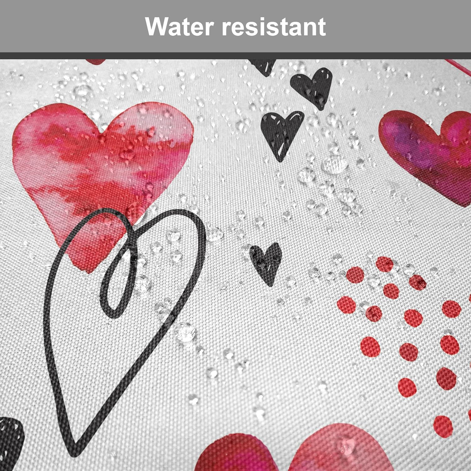 Ambesonne Valentine Chair Seating Cushion Set of 4, Different Types of Heart Shapes Romance Love Theme Watercolor Striped Art, Anti-Slip Seat Padding for Kitchen & Patio, 16"x16", Pink Black White
