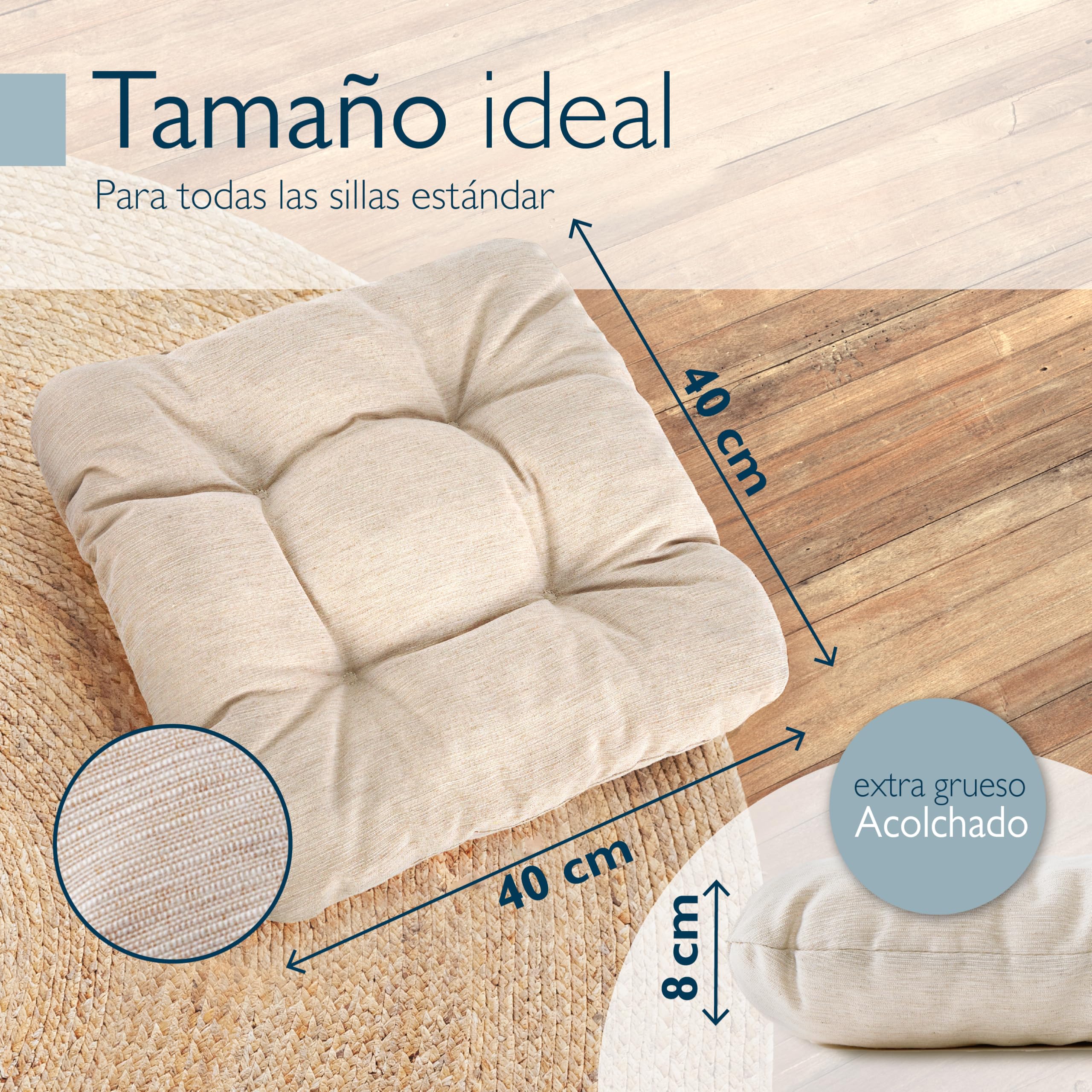 Beautissu 6X Cojines de Silla Premium para Interior y Exterior, Made in EU