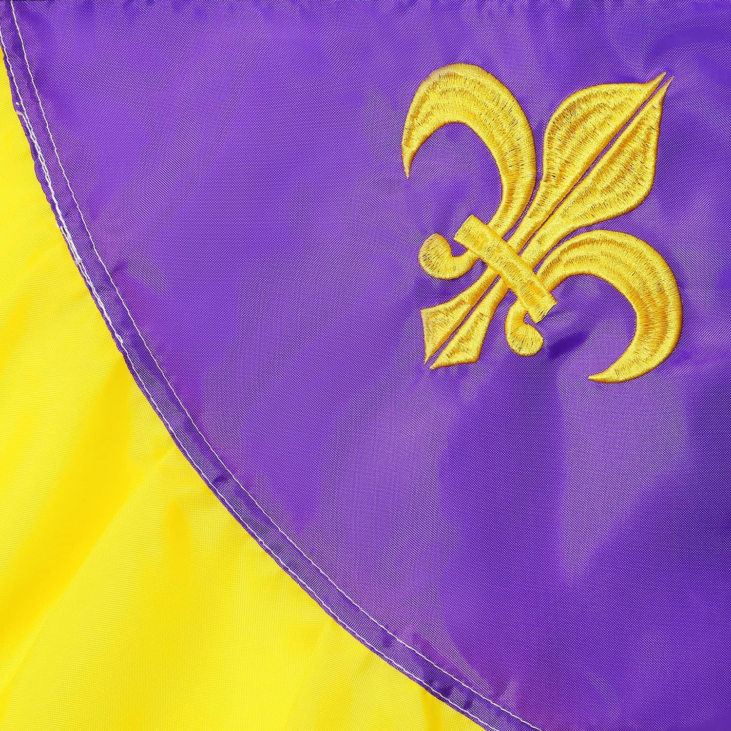 (2 Pack) Mardi Gras Table Bunting Flag w/Embroidered Fleur de Lis (2’ x 4’) Indoor Outdoor Fat Tuesday Party, Celebration, or Carnival Decoration | Classic, Vibrant New Orleans Colors