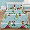 Coco Moon The Grinch Reversible Single or Double Bed Size Duvet Cover and Pillow Set for Kids Ideal Prime Gift Double, White & Blue