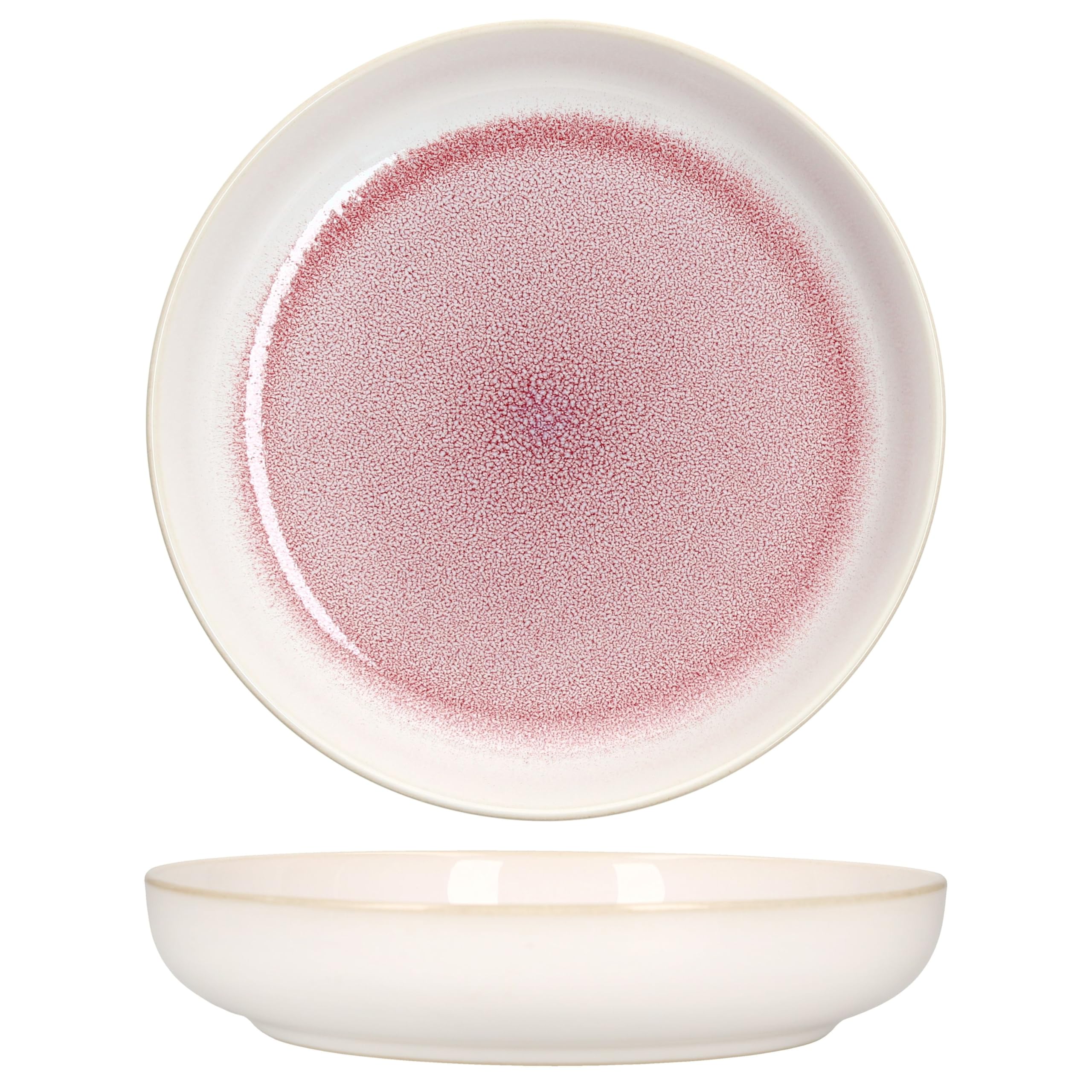MamboCat Reactive Glaze Paris - Set di 6 piatti fondi, 400 ml, crema e rosa, piatti in gres porcellanato per 6 persone, piatti profondi per insalata, pasta, cereali e così via.