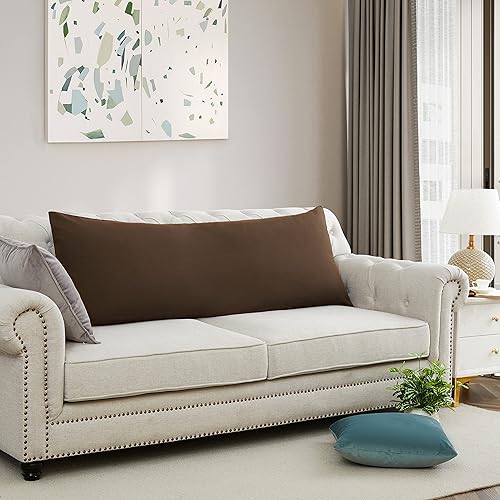 Miniatura 3 de Entisn Juego de 2 fundas de almohada corporales, 1800 hilos, de microfibra cepillada, suave y acogedora, con cremallera oculta, 20 x 48 pulgadas,