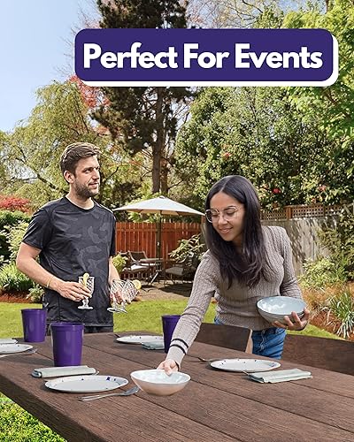 Miniatura 6 de PartyPrints Paquete de 10 vasos de plástico en blanco reutilizables de 16 onzas de color morado, vasos para estadios a granel, sin BPA, aptos para