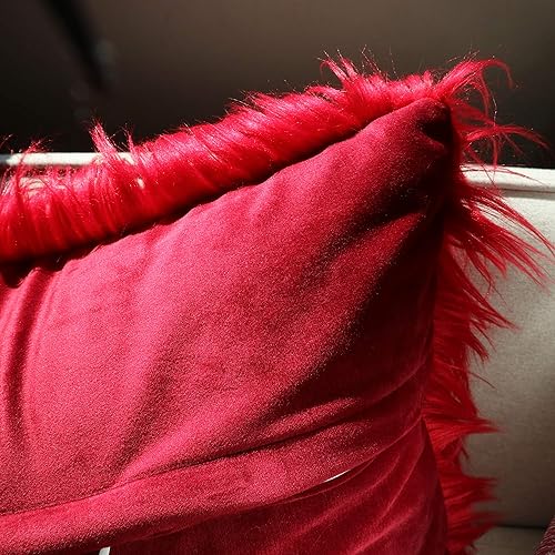 Miniatura 4 de Hodeco Fundas de almohada de piel sintética de 18 x 18 pulgadas, decoración del hogar, funda de cojín cuadrada suave mongol de piel larga de lujo