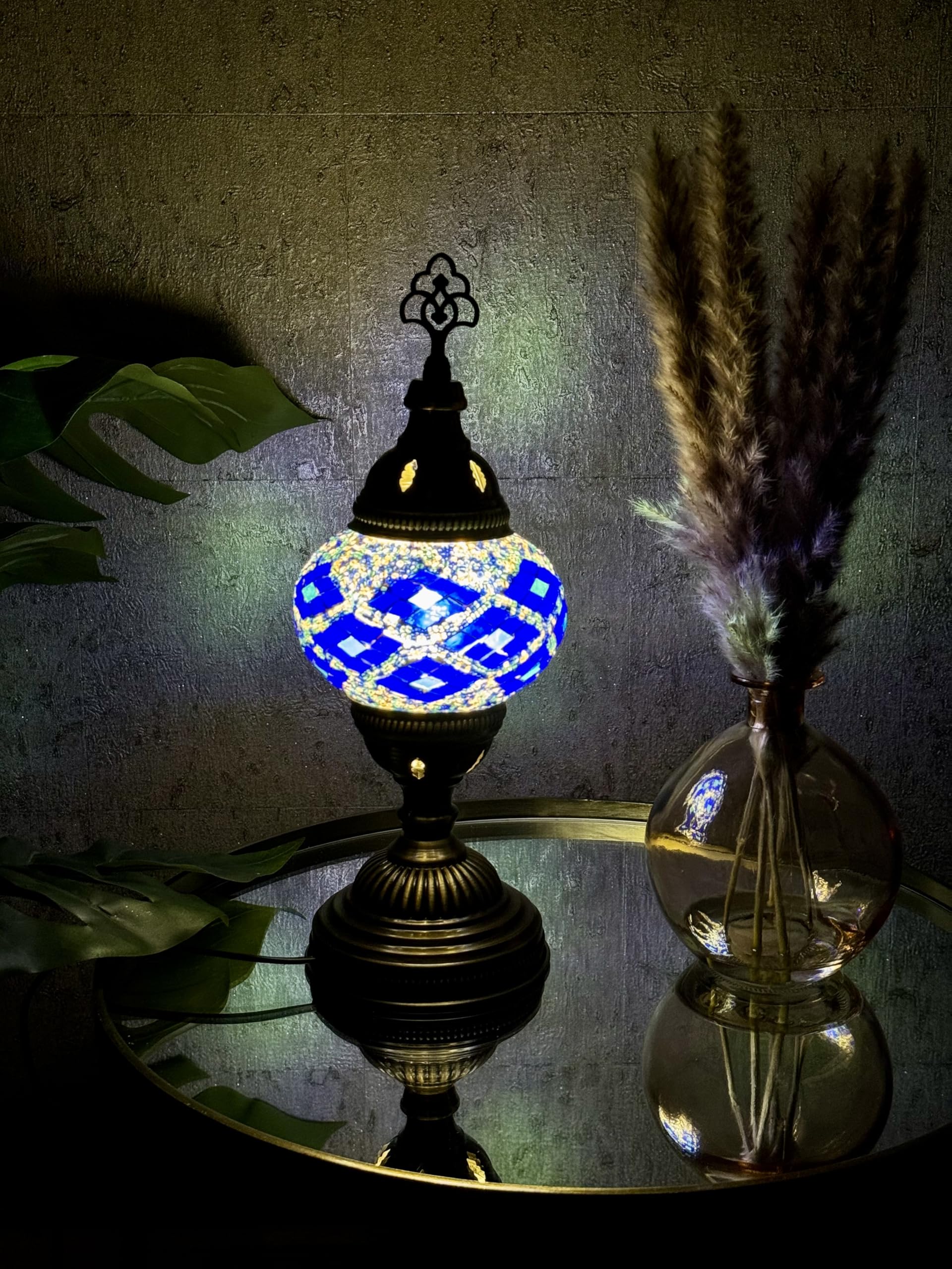 Handmade Turkish Moroccan Mosaic Desk Lamp LED Bulb | Table Lamp Neck Globe Lampshade Light | UK Tested Safe Energy Efficient โ image 1