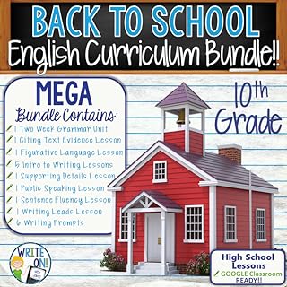 Back to School 10th Grade ELA English Writing, Grammar, & ...