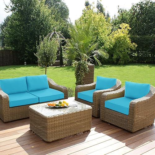 Miniatura 9 de Cojines para sillas de exterior para muebles de patio con funda desmontable impermeable, repuesto de cojín de sofá de asiento profundo y almohada de