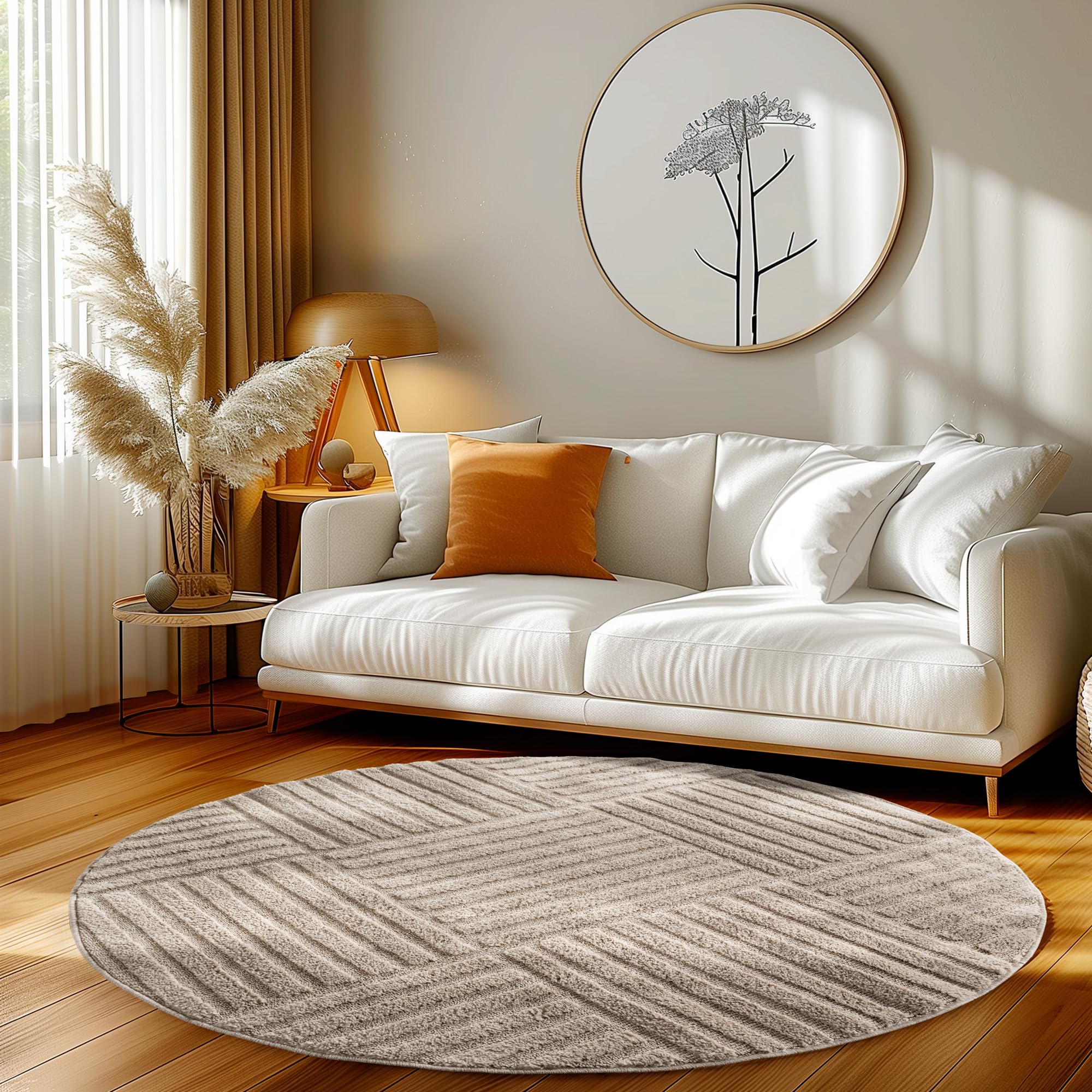 HomebyHome Wohnzimmer Teppich Hochflor Skandi Boho Design Hoch-Tief Effekt Weicher Shaggy Langflor Flauschig Pflegeleicht Modern für beistelltisch