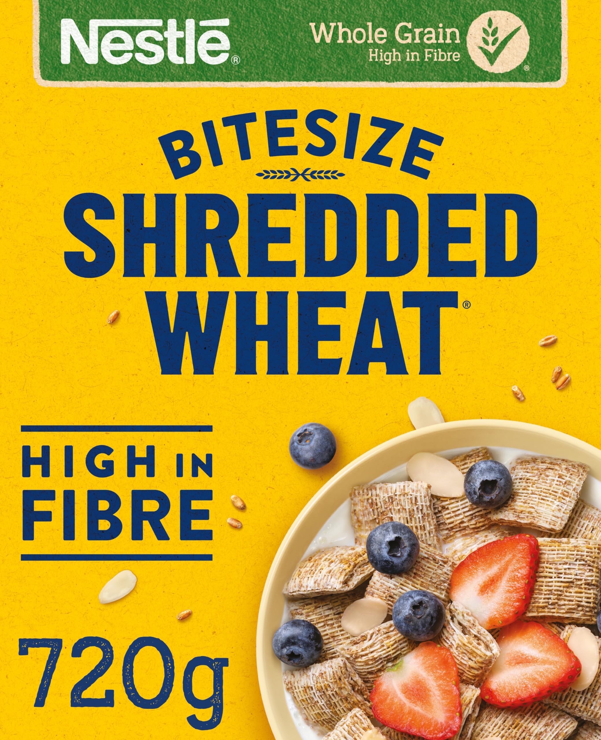 Nestlé Cereals - Shredded Wheat Breakfast Cereal - Bitesize Crunchy Wholegrain Biscuits, High Fibre, No Added Sugar - 720g