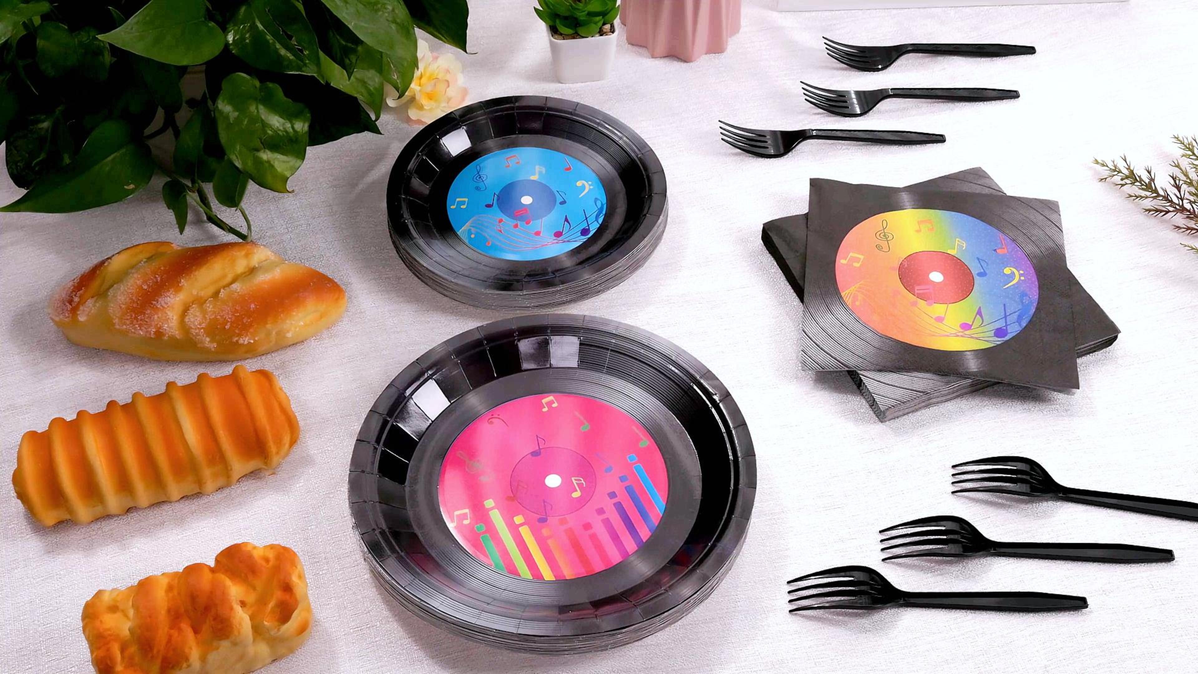 Amazon.com: 200 PCS Vinyl Record Tableware Disposable for 1950's