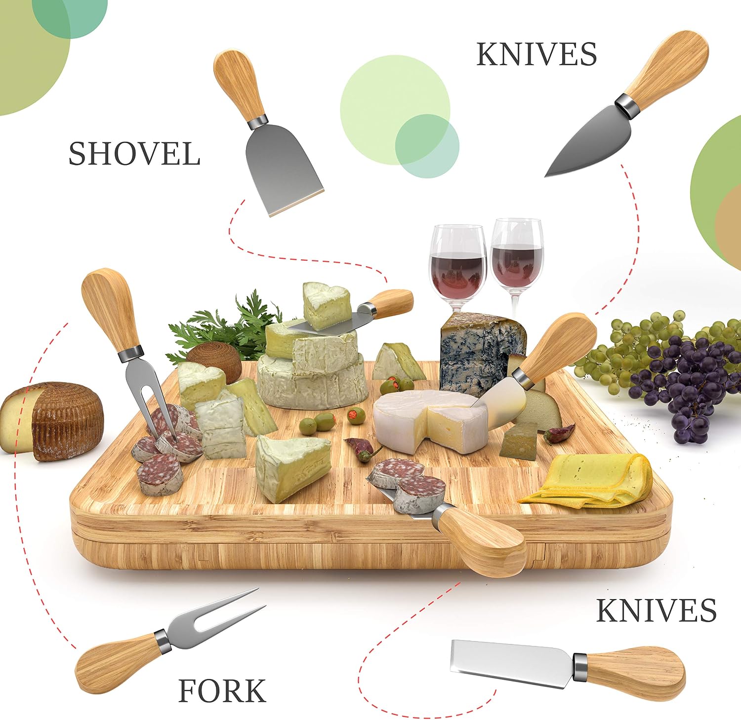 🛒 Flash Sale CheeserWe Bamboo Cheese Board & Cuterly set - Wooden Serving Tray for Charcuterie Meat Platter, Fruit & Crackers - Slide Out Drawer with 4 Stainless Steel Knives Flash Sale Buy 1 get 1 CheeserWe Bamboo Cheese Board & Cuterly set - Wooden Serving Tray for Charcuterie Meat Platter, Fruit & Crackers - Slide Out Drawer with 4 Stainless Steel Knives