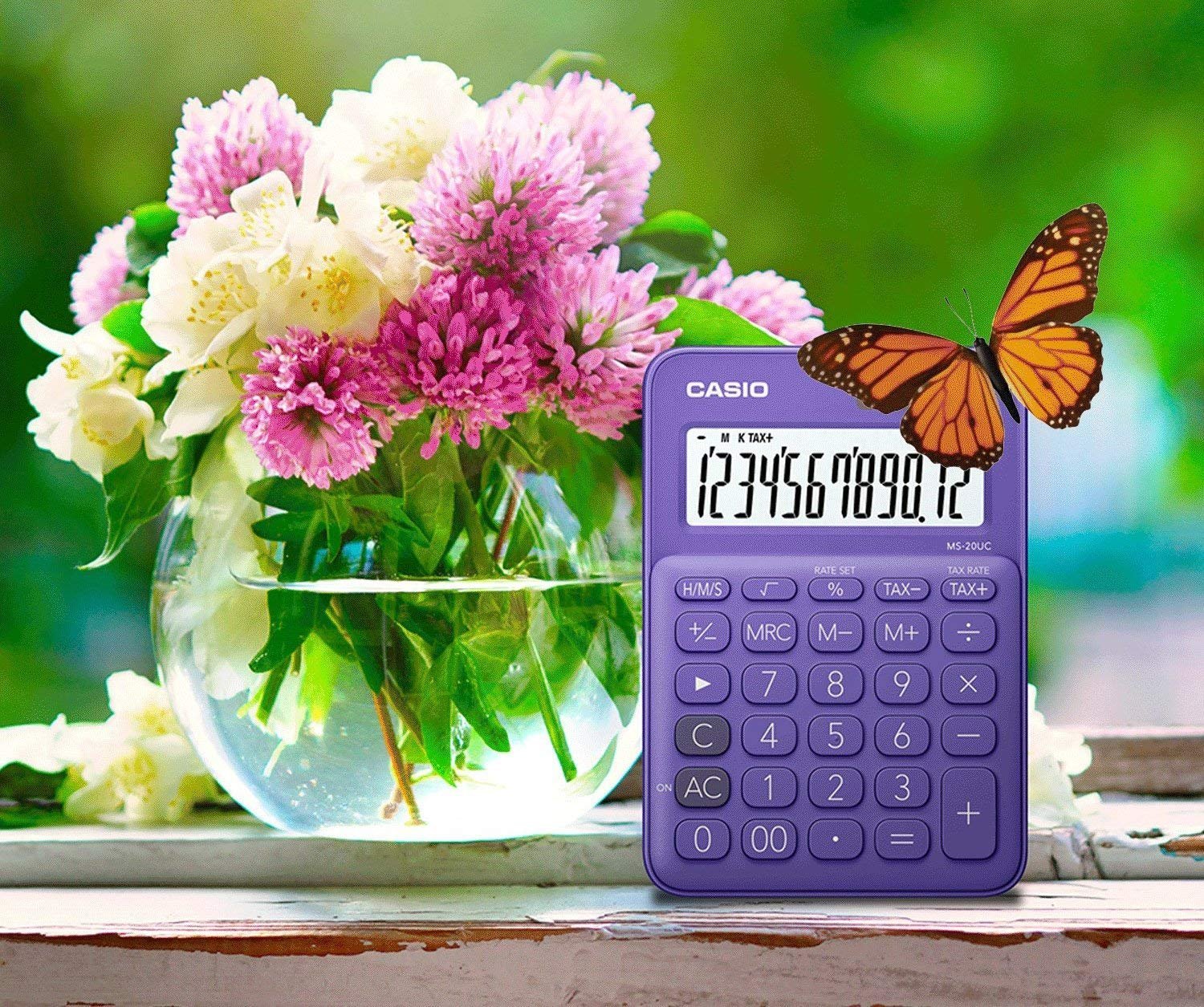 Calcolatrice Da Tavolo Casio MS-20UC - Display 12 Cifre, Alimentazione Solare E Batteria, Azzurro - Foto 4