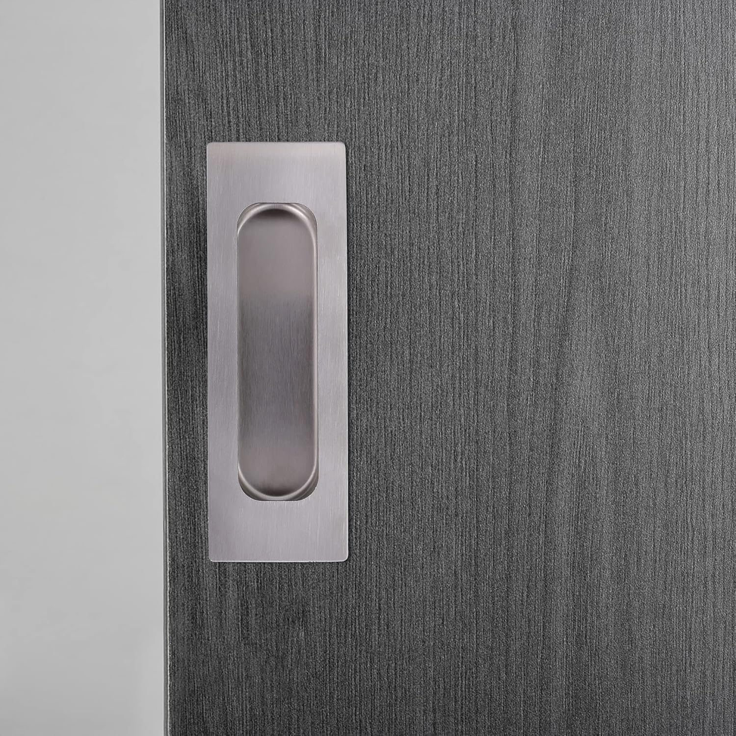 2 Pack Sliding Door Handle 4.75" Recessed Flush Finger Pull Brushed Nickel Stainless Steel Cabinet Drawer Knob for Kitchen Cupboard Wardrobe Dresser Barn Door Closet - Image 3