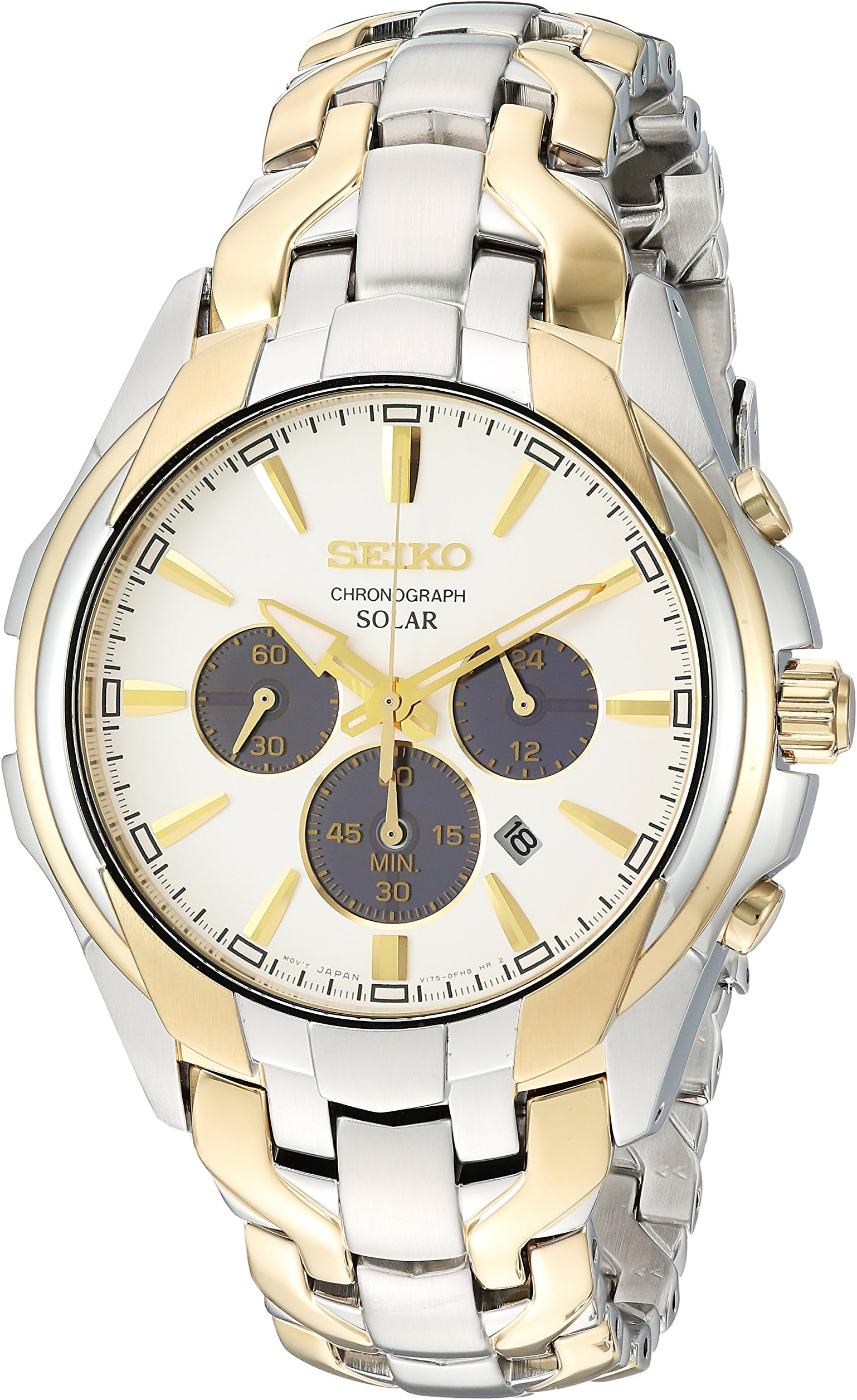 Seiko Men's Core 43mm Two Tone Steel Bracelet Steel Case Solar Watch SSC634