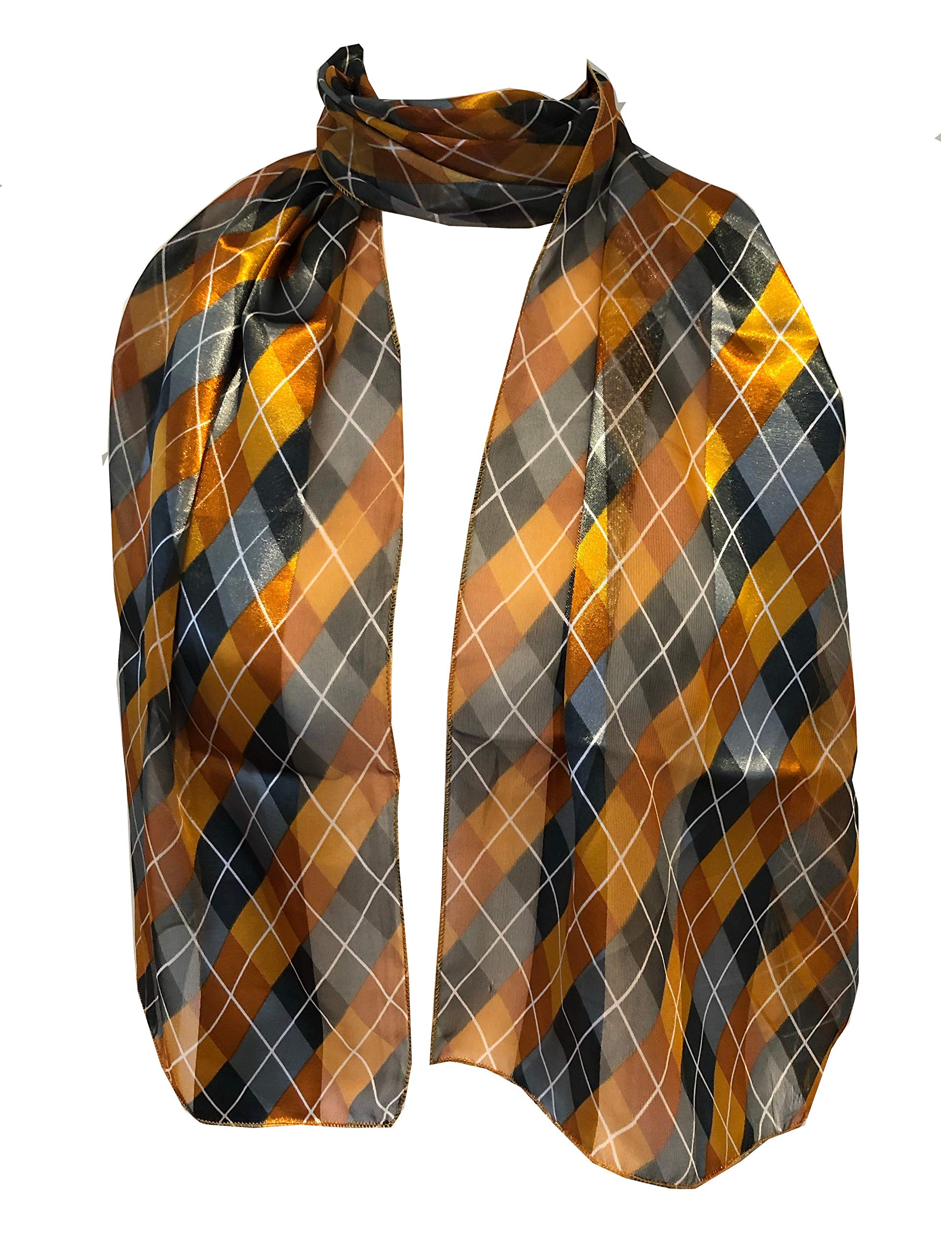 Pamper Yourself Now Orange and Grey Tartan Thin Pretty Christmas Scarf