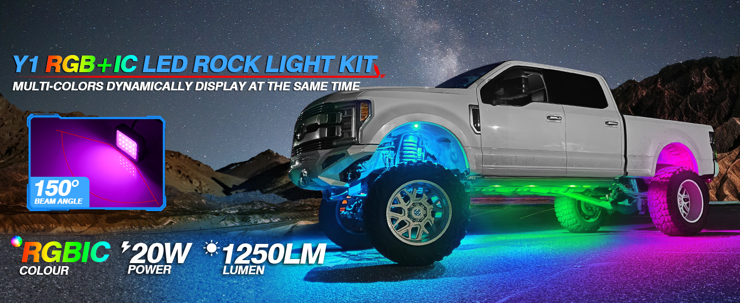 Amazon.com: MICTUNING Y1 RGB+IC Dream Color Rock Lights - Upgraded