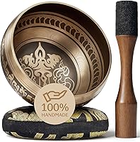 Vista 22 de Juego de Cuencos Tibetanos de Canto – Diseño Auténtico Simple – Cuenco de Sonido y Cuenco de Meditación con Cojín, Mazo y Guía – Equilibrio