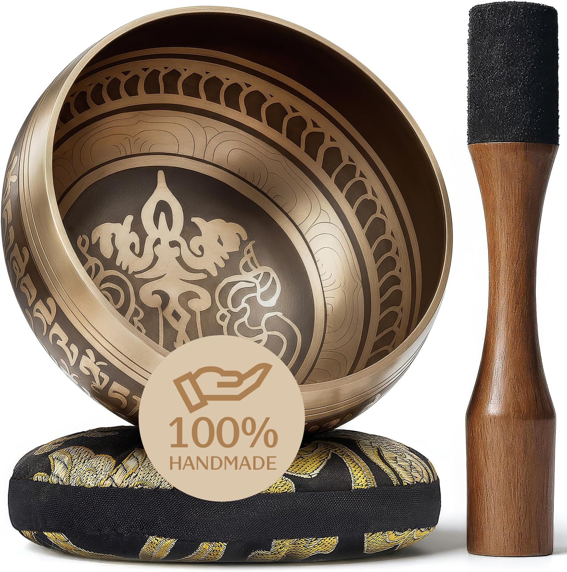 Silent Mind Tibetan Singing Bowl Set – Easy to Play & Beginner Friendly Meditation Bowl with Cushion & Mallet | Stress Relief & Mindfulness | Gift-Ready