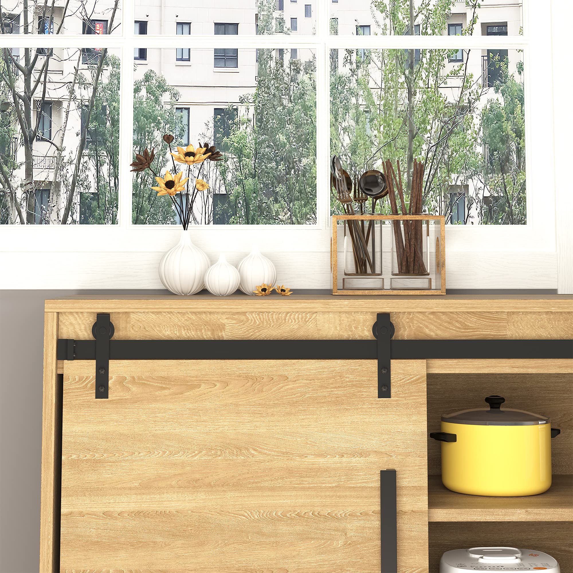 Kit Porta Scorrevole Homcom - Guida In Acciaio Per Porte Legno Fino A 20kg - Foto 12