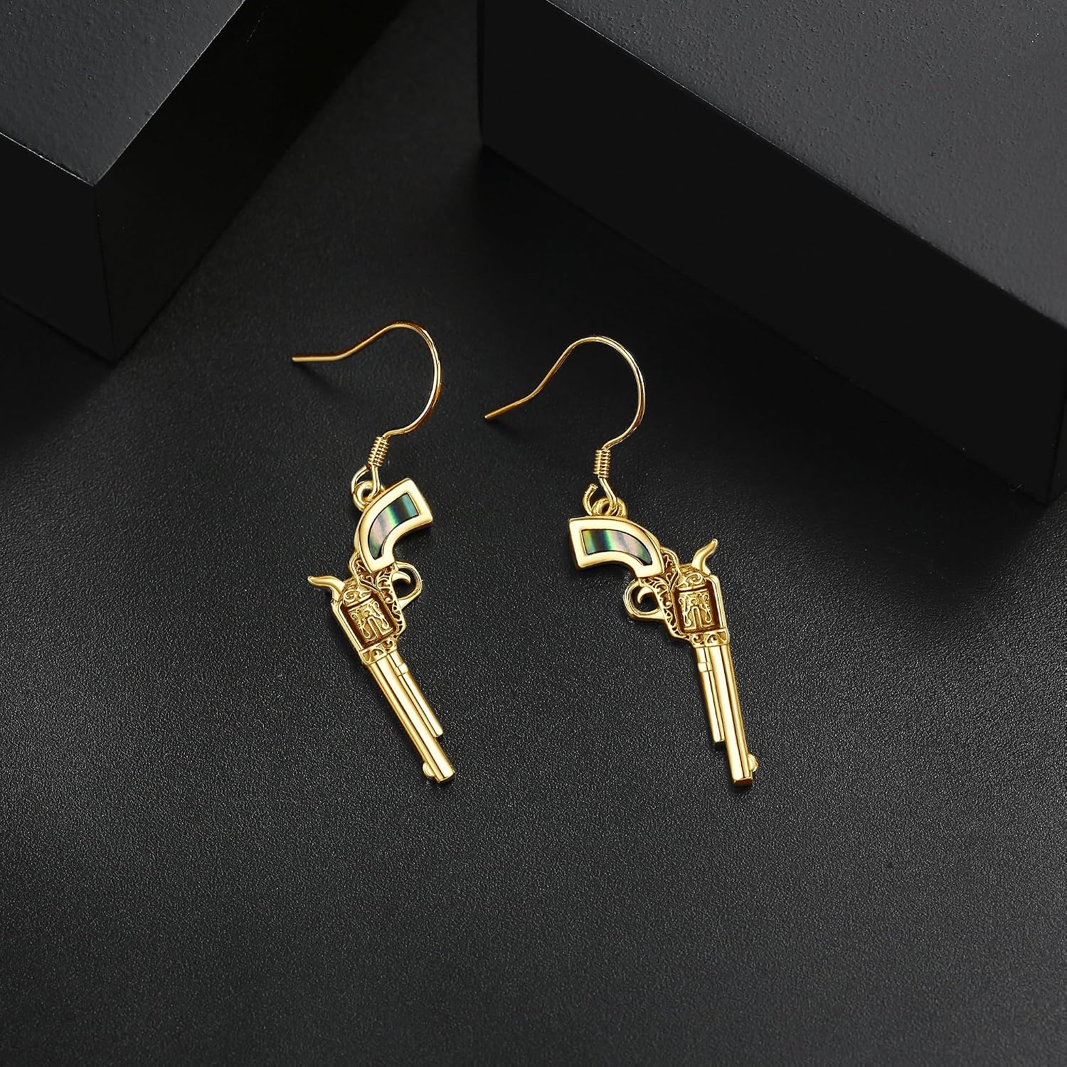 URONE Cowgirl Cowboy Earrings 925 Sterling Silver Revolver Gun/Boot Dangle Drop Earrings Western Country Earrings Jewelry for Women