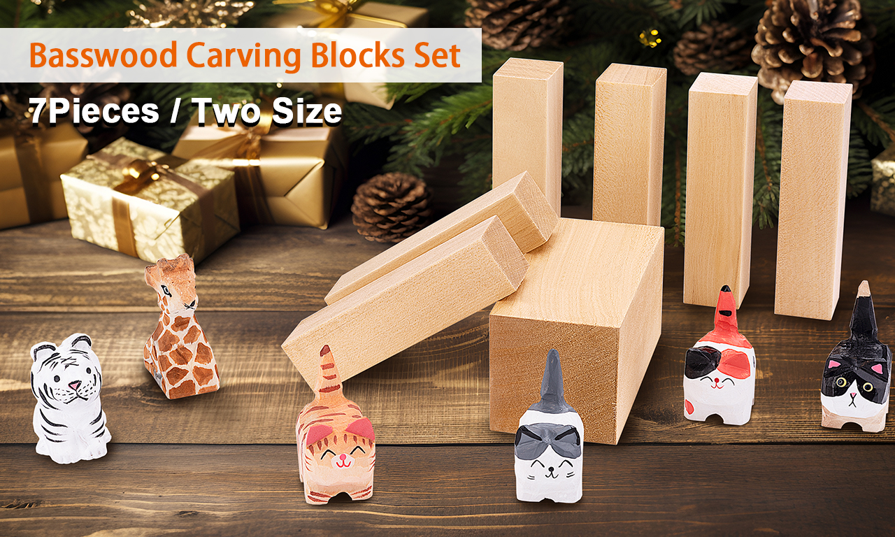 Basswood Carving Blocks 5PCS Whittling Wood For Carving - Large, Small Wooden Blocks For Crafts, Unfinished Wood BW1 - Generic - Egypt