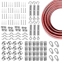 Vista 60 de Kit de suspensión de luces de globo, cable guía de luz para exteriores, cable de acero inoxidable recubierto de vinilo, incluye PVC transparente