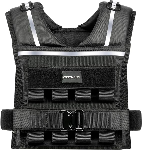 35lb/45lb Weighted Vest Men , Adjustable Rucking Vests for Walking with Reflective Stripe, 1.2 Ultra Thick Shoulder Padding Strength Training Workout Vest for Running GYM Home, Detachable Iron Weights