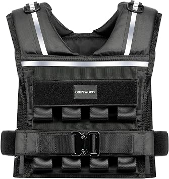 35lb/45lb Weighted Vest Men , Adjustable Rucking Vests for Walking with Reflective Stripe, 1.2 Ultra Thick Shoulder Padding Strength Training Workout Vest for Running GYM Home, Detachable Iron Weights