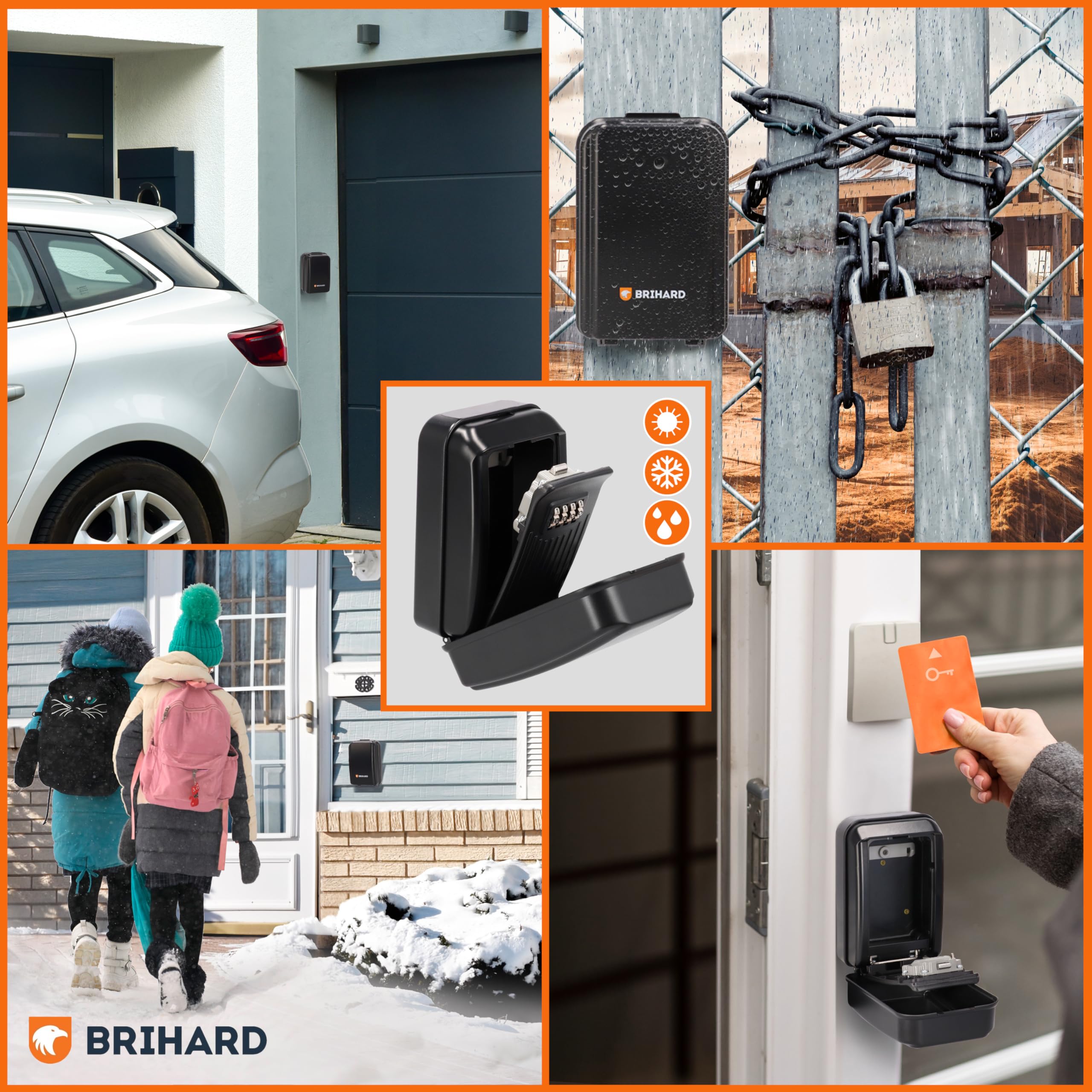 Caja Seguridad Llaves All Season XL Con Protector Impermeable, para Pared Exterior, Segura con Cerradura de Combinación de 4 Dígitos, Resistente a la Intemperie para Llaves de Casa y Coche
