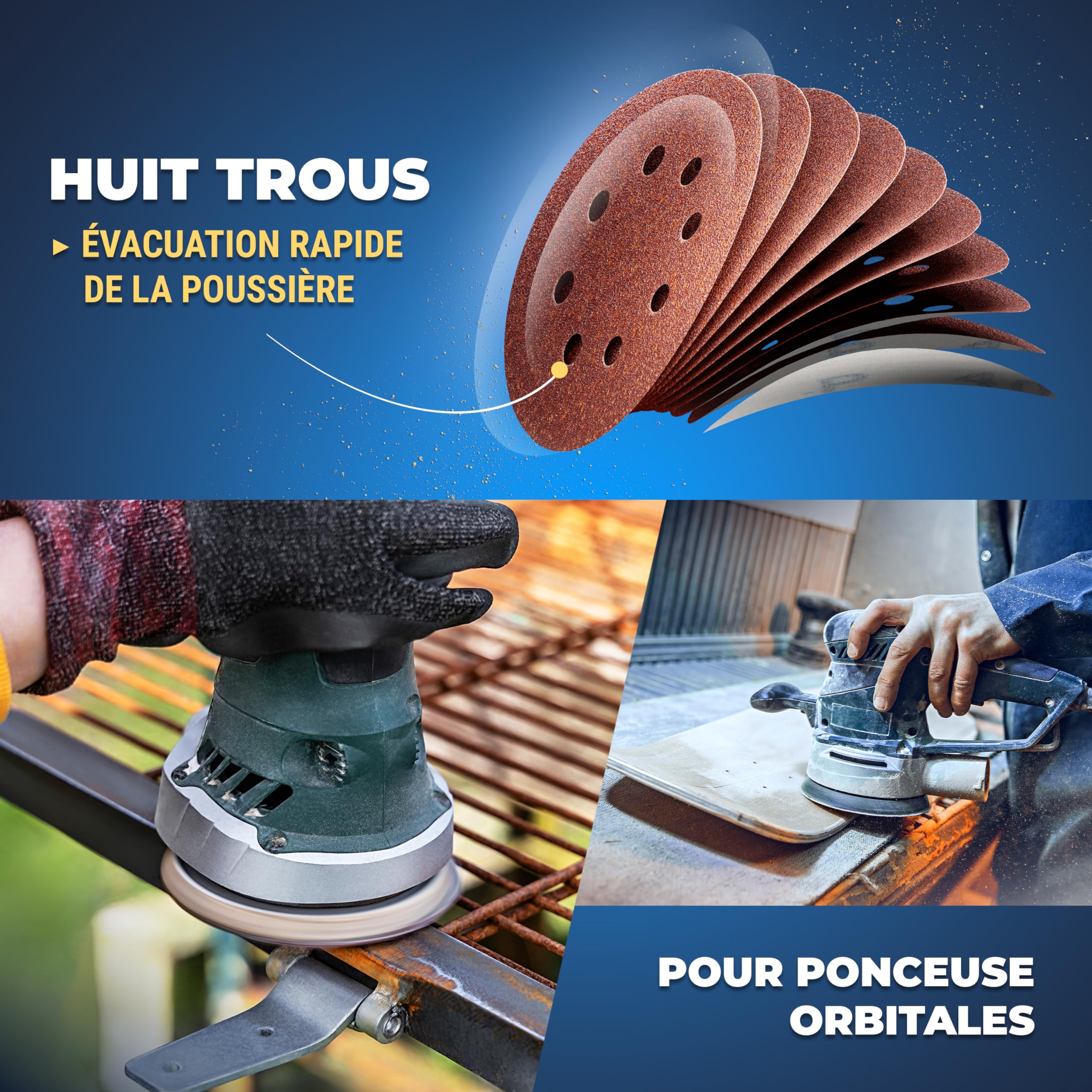 S&R Disque Abrasif 125mm Grain 40-240 Ponceuse Orbitale Excentrique